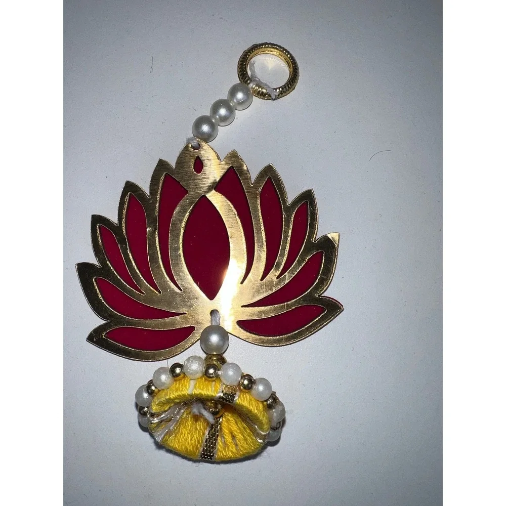 Indian Lotus Tassel Hang Decor Diwali Pooja Wedding Ornate‎ X9 Gold Red Yellow